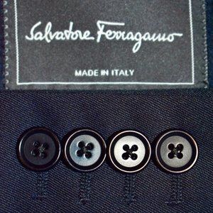 36S Salvatore Ferragamo Navy Blue SUIT Flat Front